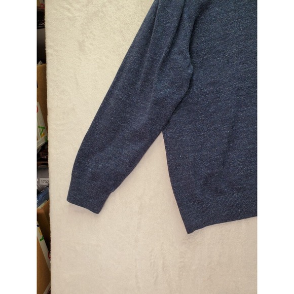 Nautica Sweater Mens XL Navy Knit Cotton Long Raglan Sleeve V Neck Logo Pullover - Picture 6 of 9